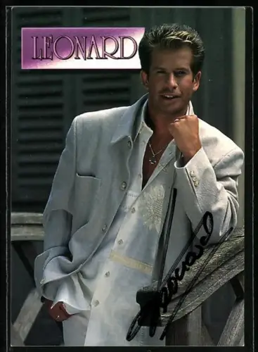 AK Musiker Leonard im Porträt mit Autograph