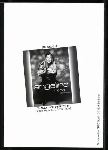 AK Musikerin Angelina in die Kamera blickend, Autograph