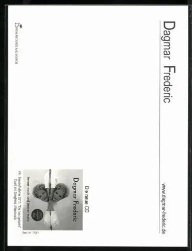 AK Musikerin Dagmar Frederic lächelnd im Porträt, Autograph