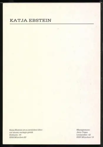 AK Musikerin Katja Ebstein mit Mütze im Porträt, Autograph