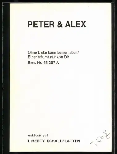 AK Musiker Peter & Alex zusammen im Porträt, Autograph