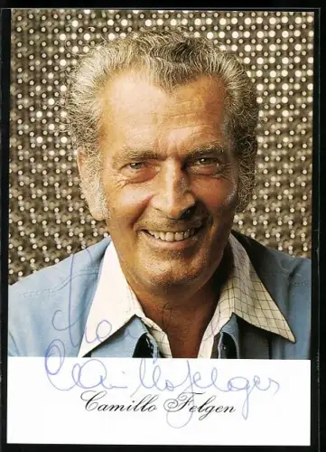 AK Musiker Camillo Felgen lächelnd im Porträt, Autograph