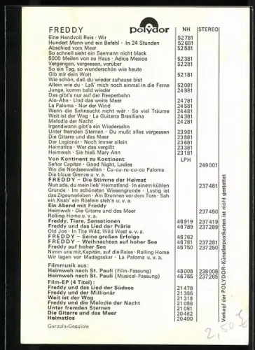 AK Musiker Freddy im Profil mit Autograph