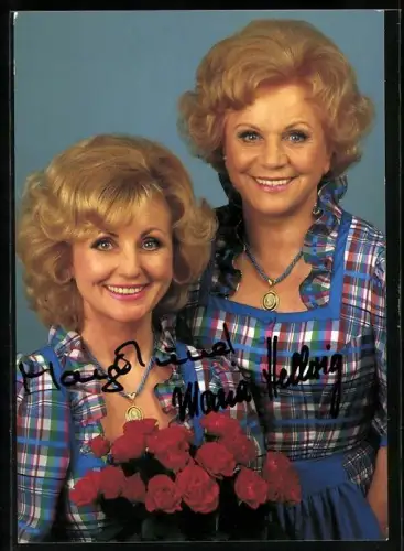 AK Musikerinnnen Maria und Margot Hellwig, Autograph