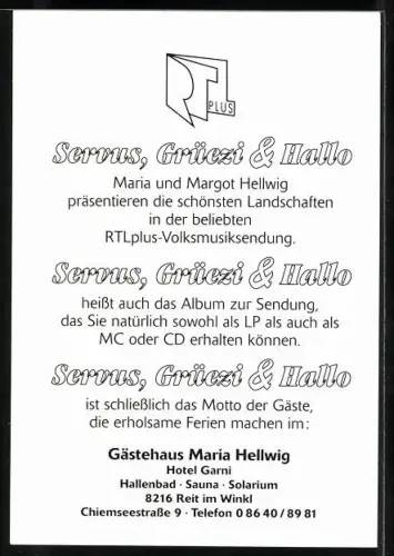 AK Musikerinnnen Maria und Margot Hellwig, Autograph