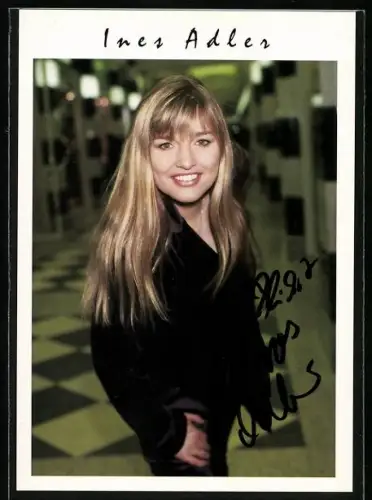 AK Musikerin Ines Adler im Porträt, Autograph