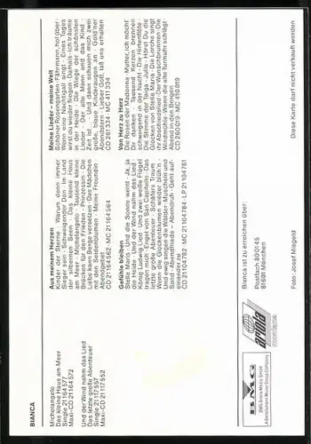 AK Musikerin Bianca in weissem Blazer, Autograph