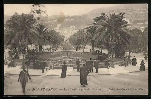 AK Monte-Carlo, Les Jardins pris du Casino mit Passanten