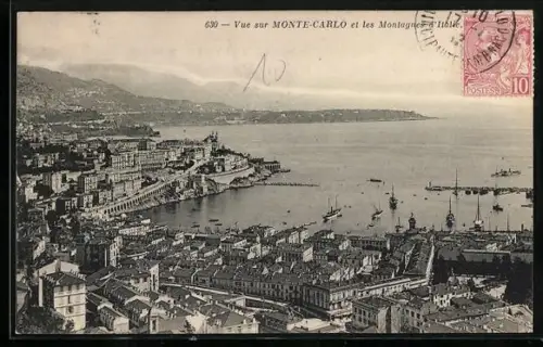 AK Monte Carlo, Vue de Monte Carlo et les Montagnes d`Italie