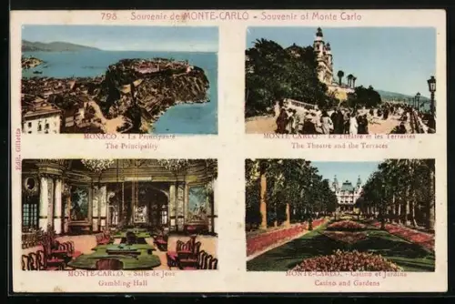 AK Monte Carlo, Gambling Hall, The Theatre and the Terrasse, Monaco-The Principality