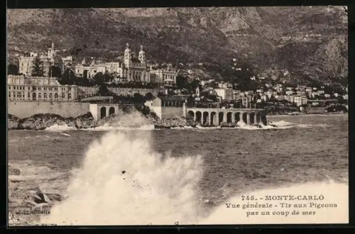 AK Monte Carlo, Vue generale, Tir aux Pigeons par un coup de mer