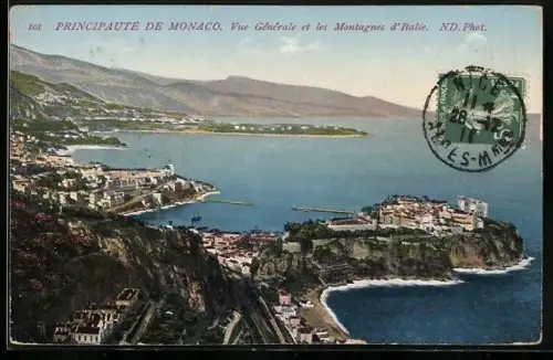 AK Principauté de Monaco, Vue Generale et les Montagnes d`Italie