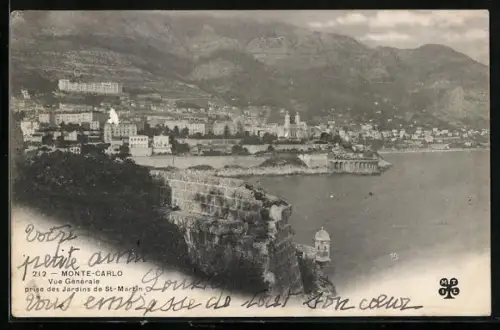 AK Monte Carlo, Vue Generaale prise des Jardins de St-Martin