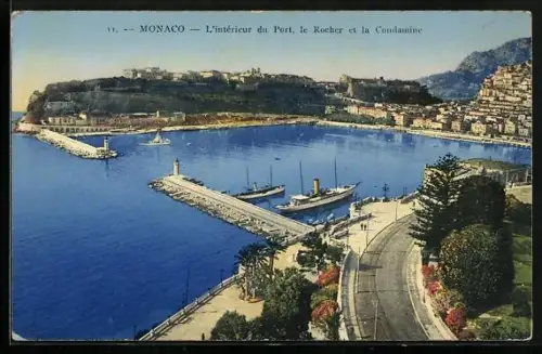 AK Monaco, L`intérieur du Port, le Rocher et la Condamine, Hafen