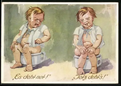 AK weinendes Kind auf dem Topf