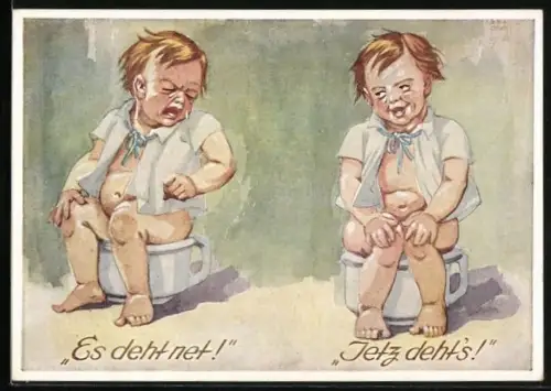 AK weinendes Kind auf dem Topf