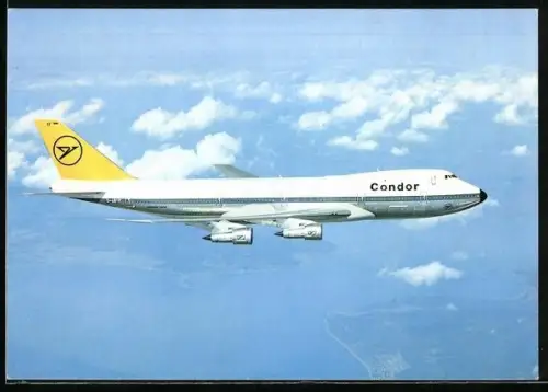 AK Flugzeug Jumbo-Jet Boeing 747 der Condor am Himmel