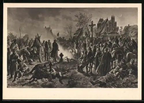 Künstler-AK W. Camphausen: Am Abend der Schlacht bei Leuthen, 5. Dezember 1757