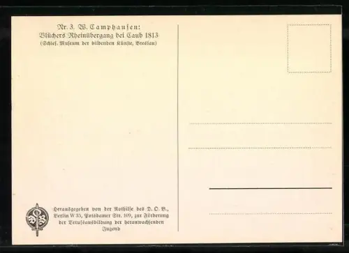 AK Blüchers Rheinübergang bei Caub in Breslau