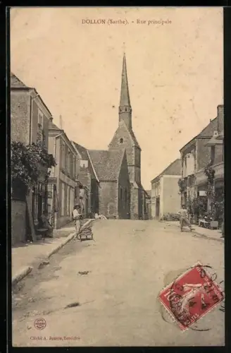 AK Dollon /Sarthe, Rue principale, Eglise