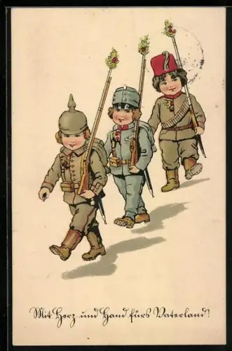 AK Türkei, Kinder als Soldaten mit Lanzen