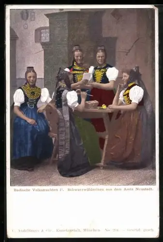 AK Neustadt, Schwarzwälderinnen in Badischer Volkstracht