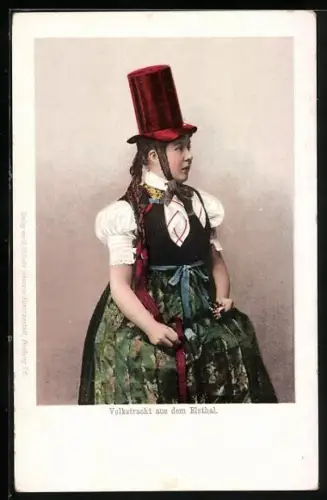AK Frau aus dem Elzthal in Tracht