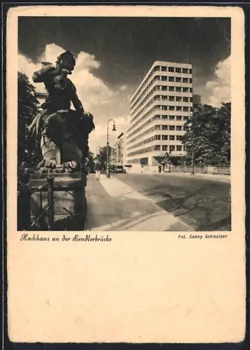 AK Berlin-Tiergarten, Hochhaus an der Bendlerbrücke, Skulptur