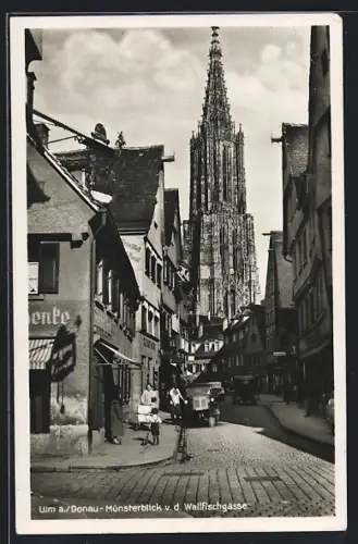 AK Ulm a. /Donau, Münsterblick von der Wallfischgasse