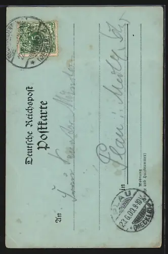 Mondschein-AK Neubrandenburg, Fritz Reuter-Denkmal