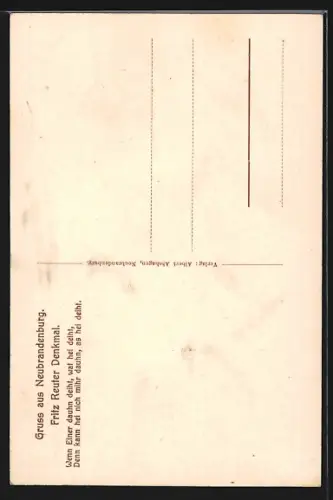 AK Neubrandenburg, Fritz Reuter Denkmal