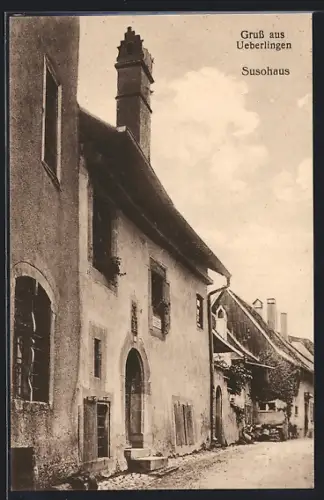 AK Überlingen / Bodensee, Strassenpartie am Susohaus