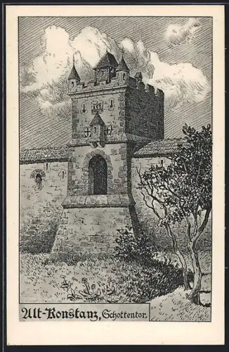 Künstler-AK Konstanz, Alt-Konstanz, Schottentor