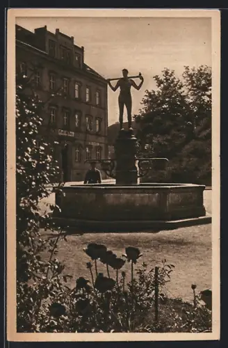 AK Dohna, Brunnen mit Statue
