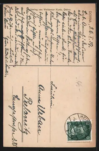 AK Dohna, Brunnen mit Statue