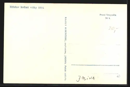 AK Jasina, Hrbitov hrdinu války 1914