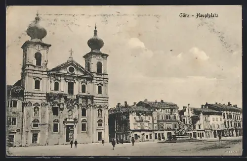 AK Görz, Hauptplatz mit Kirche