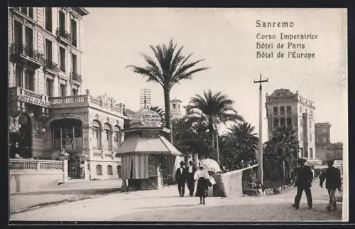 AK Sanremo, Corso Imperatrice, Hôtel de Paris, Hôtel de l`Europe