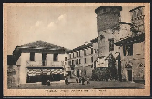AK Revello, Piazza Denina e Lapide ai Caduti