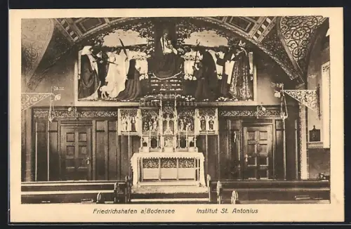 AK Friedrichshafen a /Bodensee, Institut St. Antonius, Altarraum