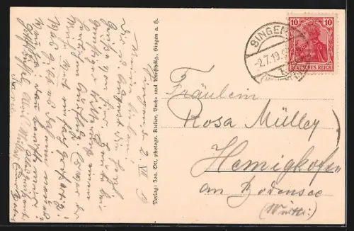 AK Singen, Hohentwiel mit Singen, Gasthaus Meierei u. Scheffel-Linde