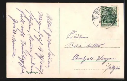 AK Sigmaringen, Schloss Sigmaringen und Stadtansicht