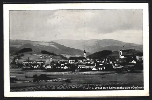 AK Furth i. Wald, Stadtansicht mit Schwarzkoppe