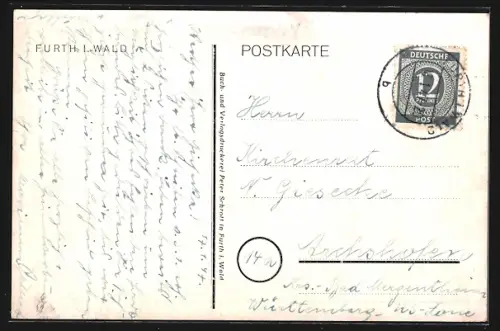 AK Furth i. Wald, Stadtansicht mit Schwarzkoppe