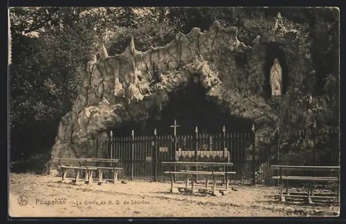 AK Poupehan, La Grotte de N. D. de Lourdes