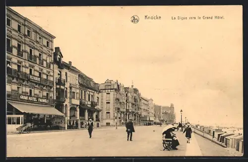 AK Knocke, La Digue vers le Grand Hôtel