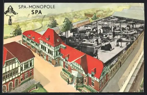 AK Spa, Spa-Monopole, Fabrikhalle, Innenansicht, Passepartout