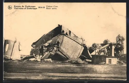 AK Zeebrugge, Ruines, Château d`eau 1914-18