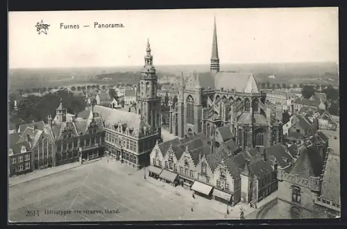 AK Furnes, Panorama mit Kirche