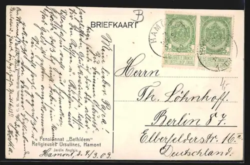 AK Hamont, Pensionnat Bethléem Religieuses Ursulines, Jardin Anglais